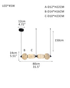 Modern Linear White Alabaster Solid Ball Thread Synthetic Shade Hanging Light for Dining