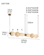 Modern Linear White Alabaster Solid Ball Thread Synthetic Shade Hanging Light for Dining