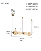 Modern Linear White Alabaster Solid Ball Thread Synthetic Shade Hanging Light for Dining