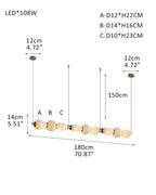 Modern Linear White Alabaster Solid Ball Thread Synthetic Shade Hanging Light for Dining