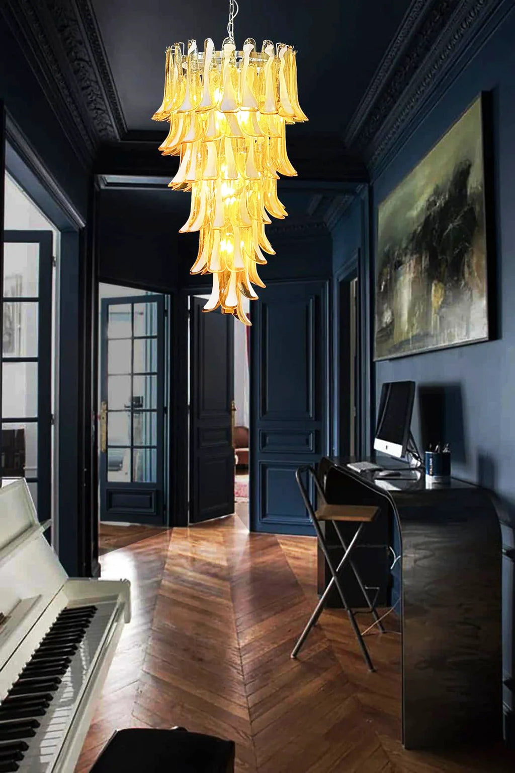 Petals Spiral Murano Amber Chandelier product image