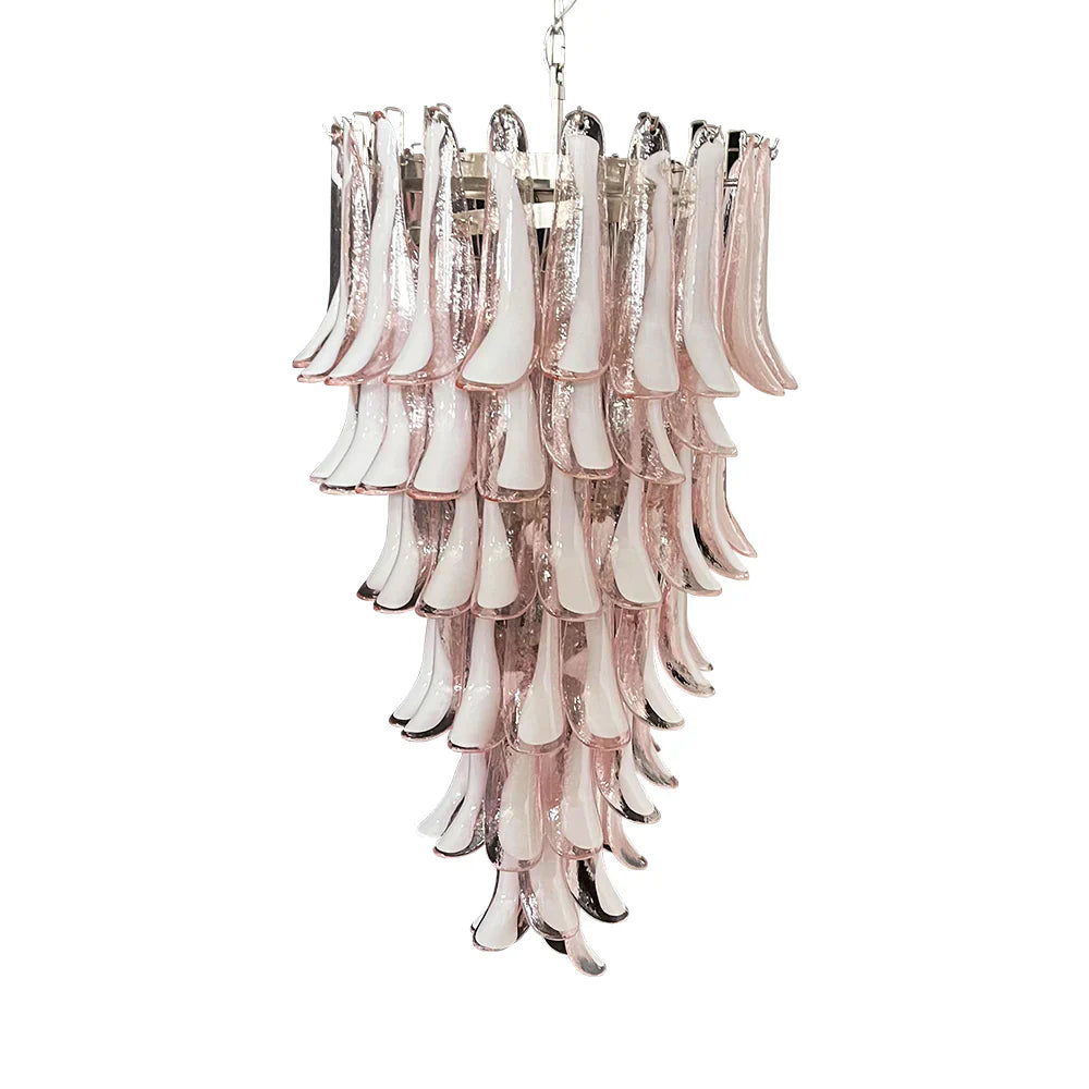 Petals Spiral Murano Pink Chandelier by Bling Lighting Studio
