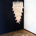 Petals Spiral Murano Pink Chandelier detail view