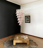 Petals Spiral Murano Pink Chandelier material and finish detail