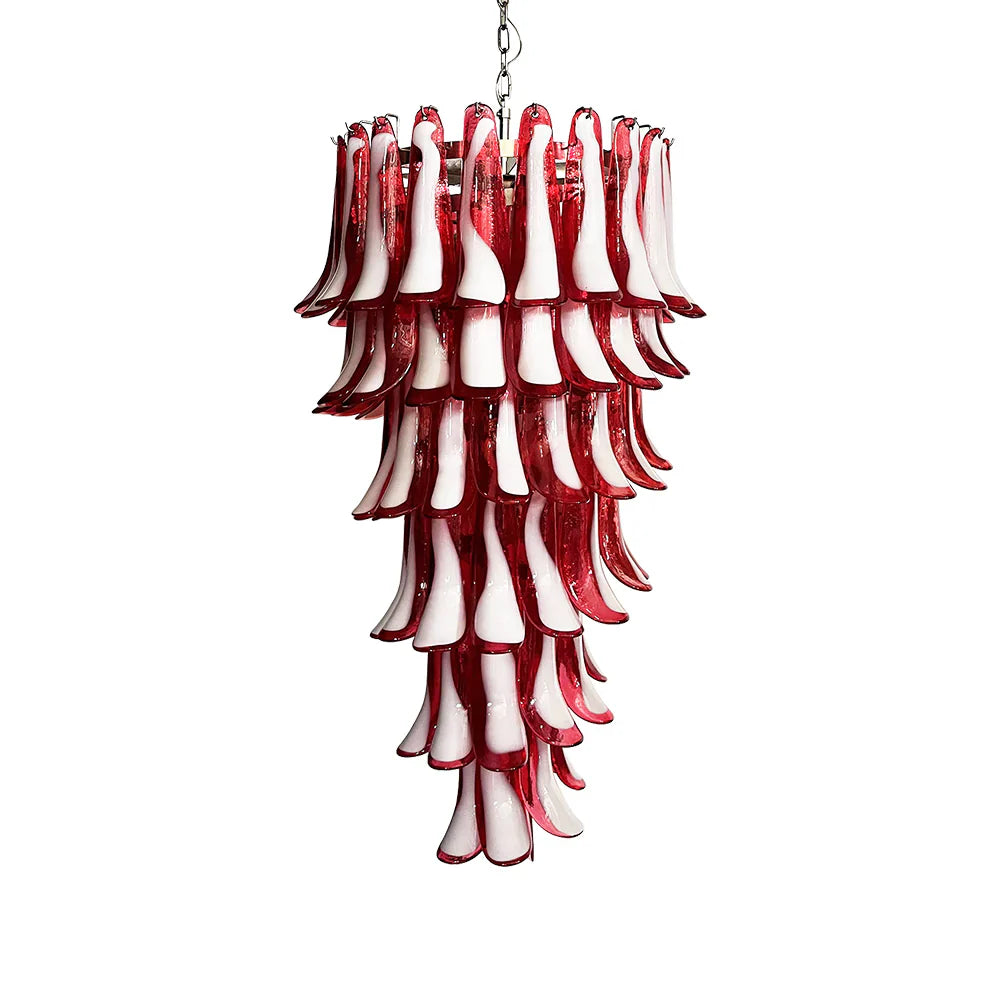 Petals Spiral Murano Red Chandelier by Bling Lighting Studio