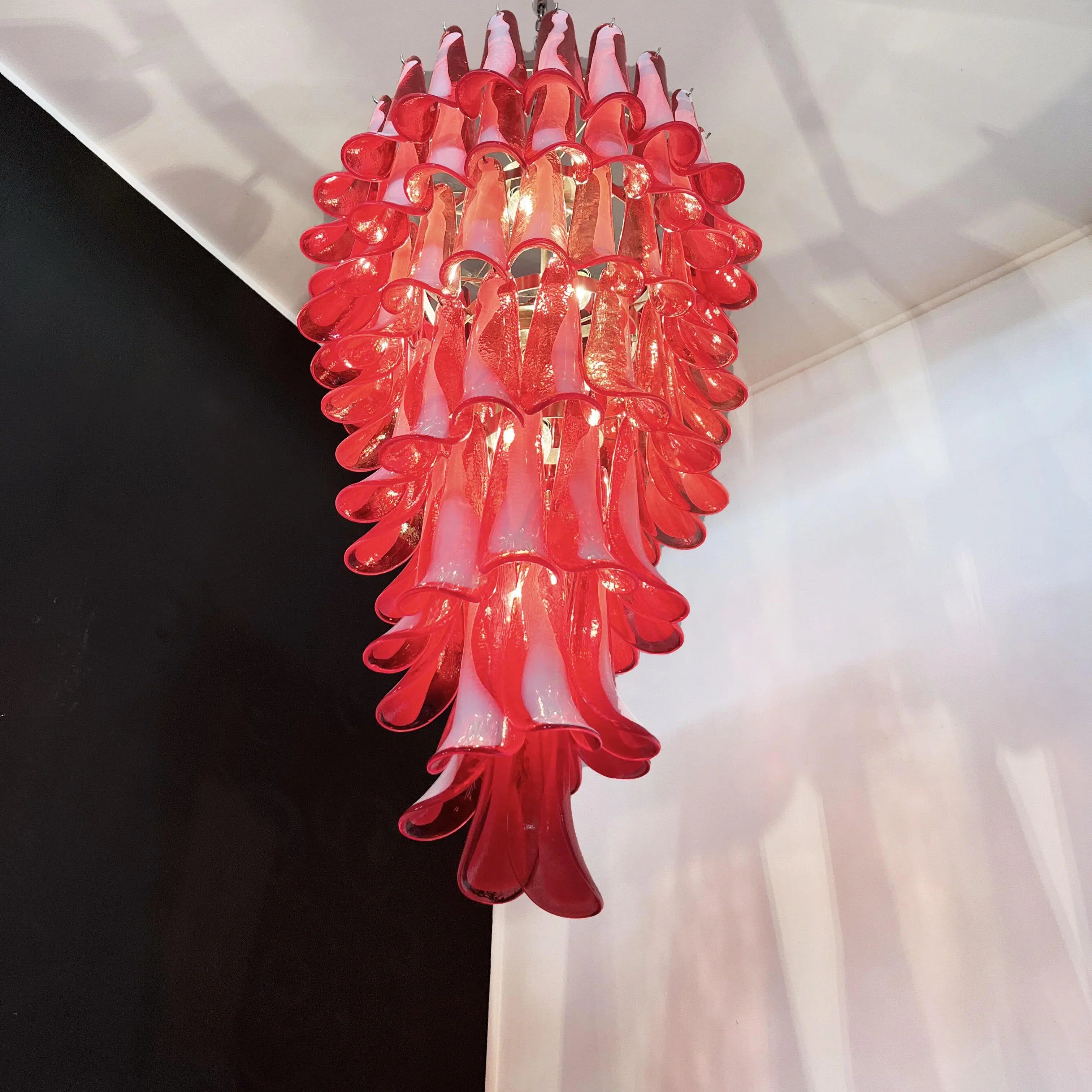Petals Spiral Murano Red Chandelier product image