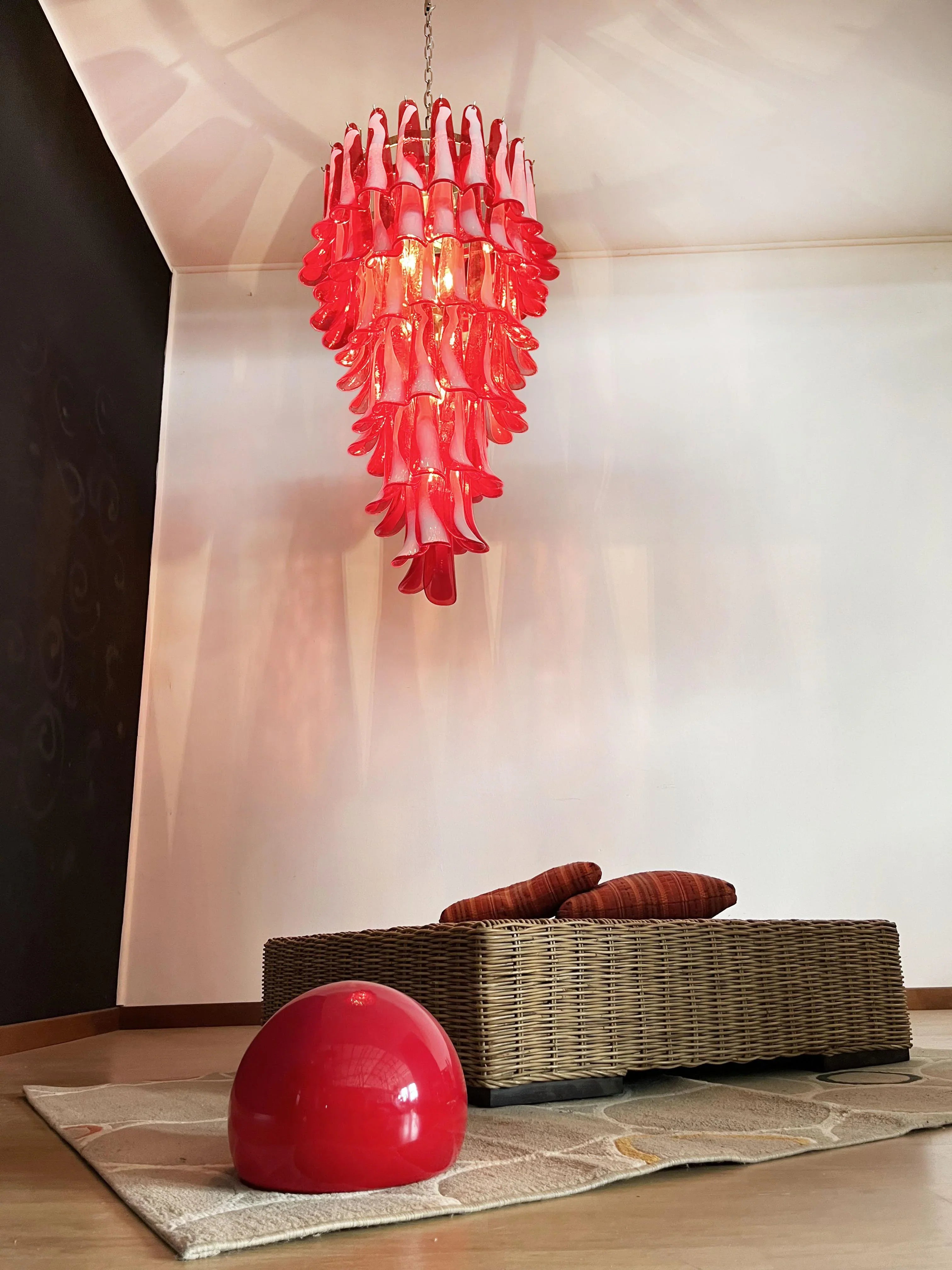 Petals Spiral Murano Red Chandelier product image