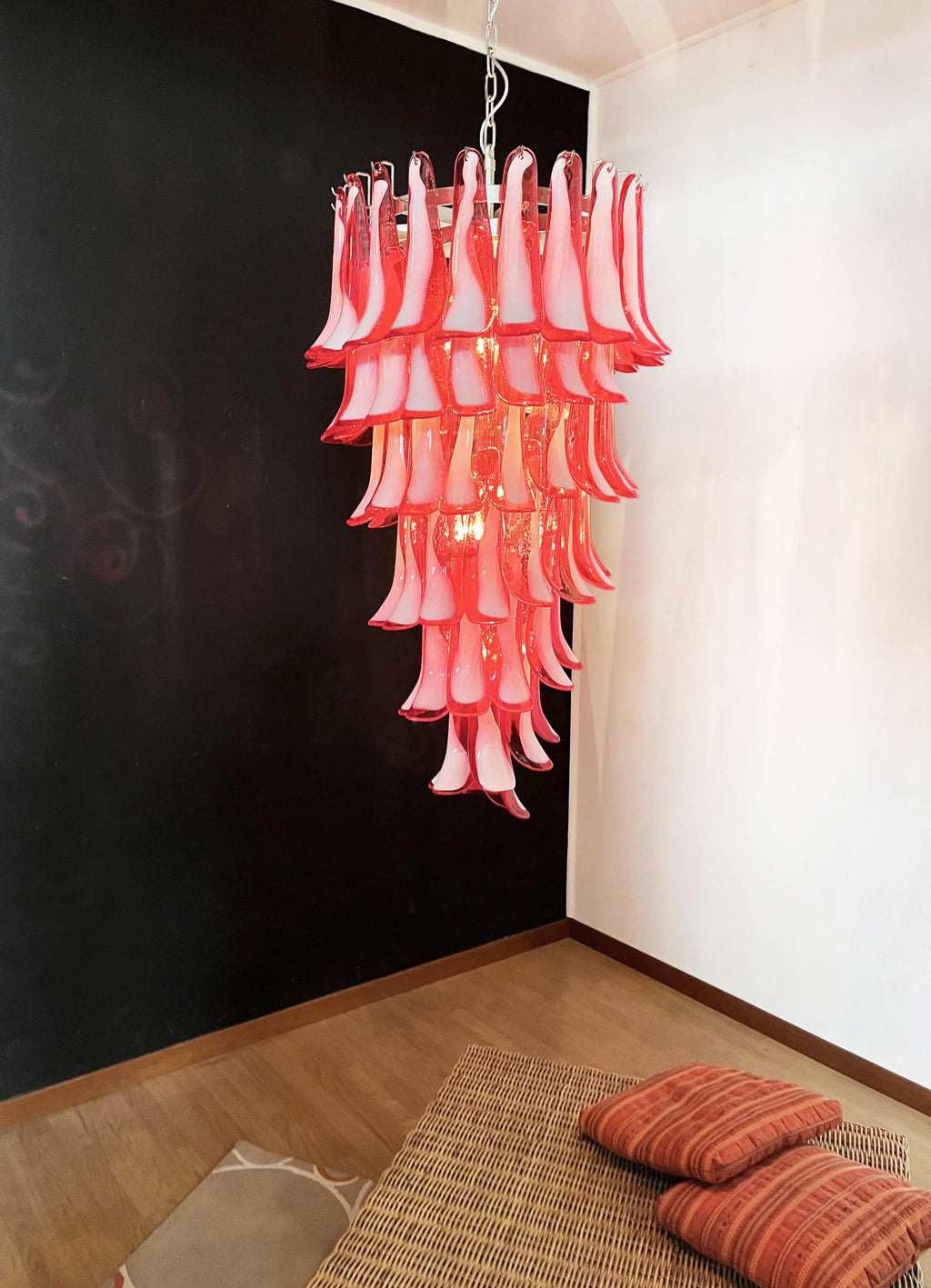 Petals Spiral Murano Red Chandelier product image