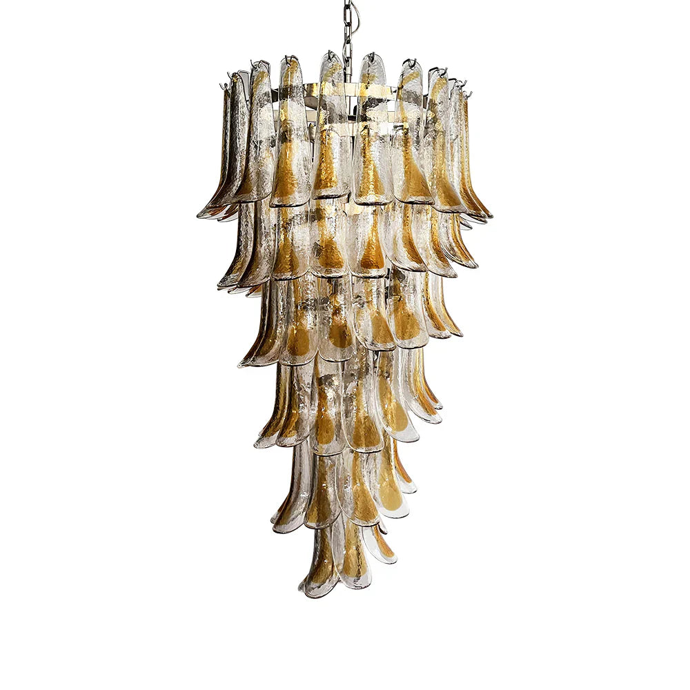 Petals Spiral Murano Transparent Chandelier by Bling Lighting Studio