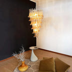Petals Spiral Murano Transparent Chandelier detail view