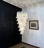 Petals Spiral Murano Transparent Chandelier material and finish detail