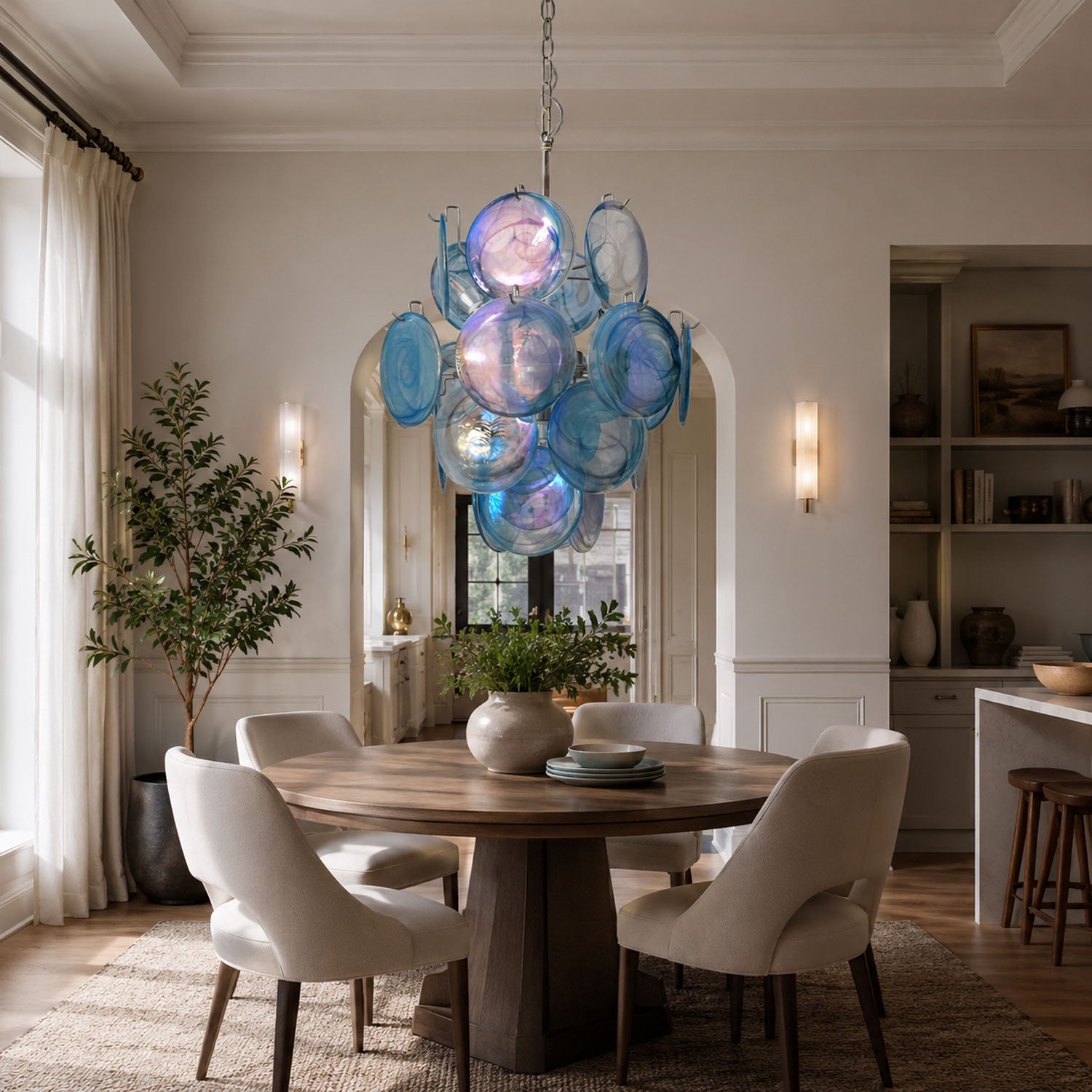 Blue Disc Glass Chandelier Glass lighting by Bling Lighting Studio