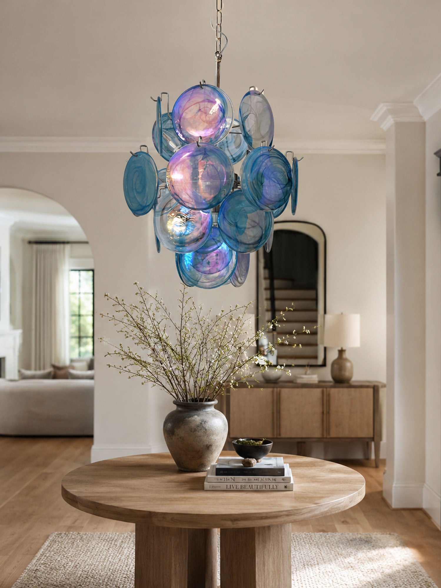 Blue Disc Glass Chandelier Glass lighting by Bling Lighting Studio