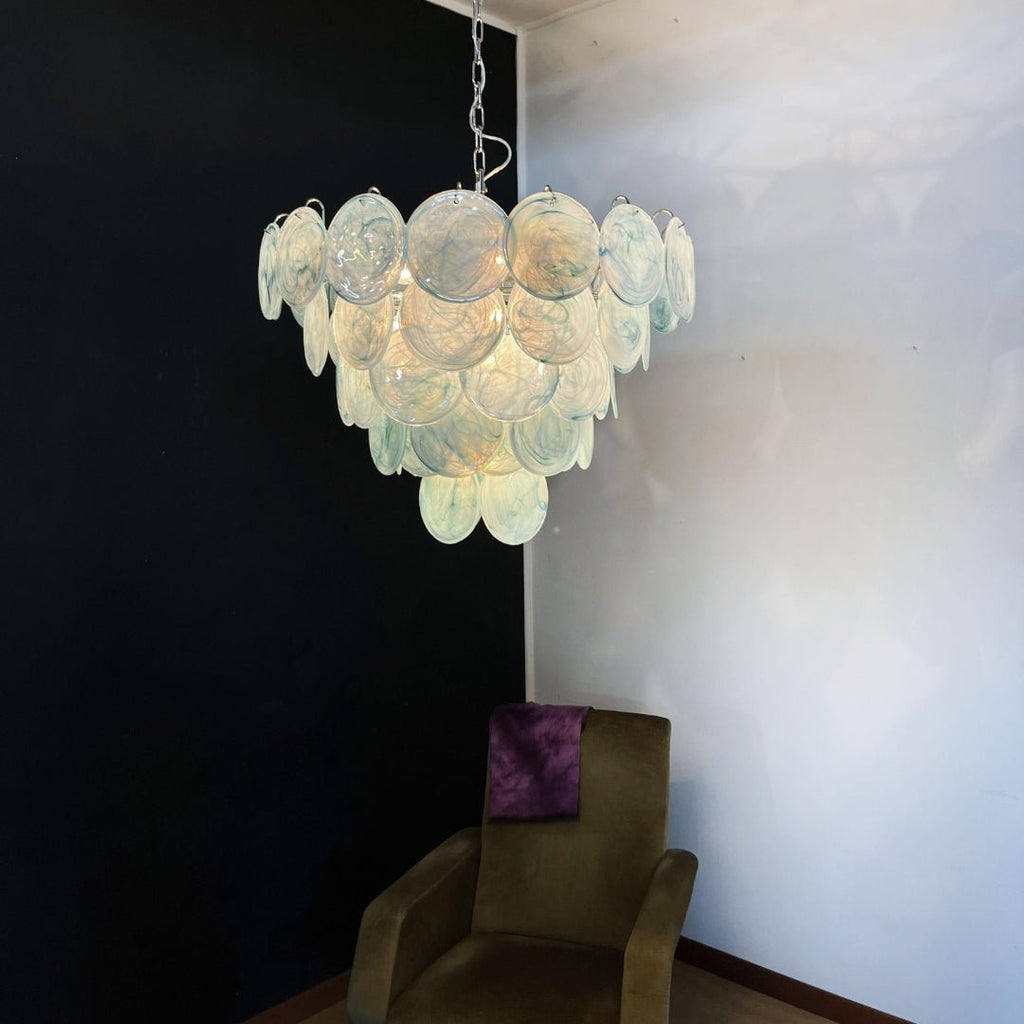 Blue Glass Disc Chandelier Glass lighting by Bling Lighting Studio