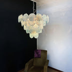 Blue Glass Disc Chandelier Glass lighting by Bling Lighting Studio