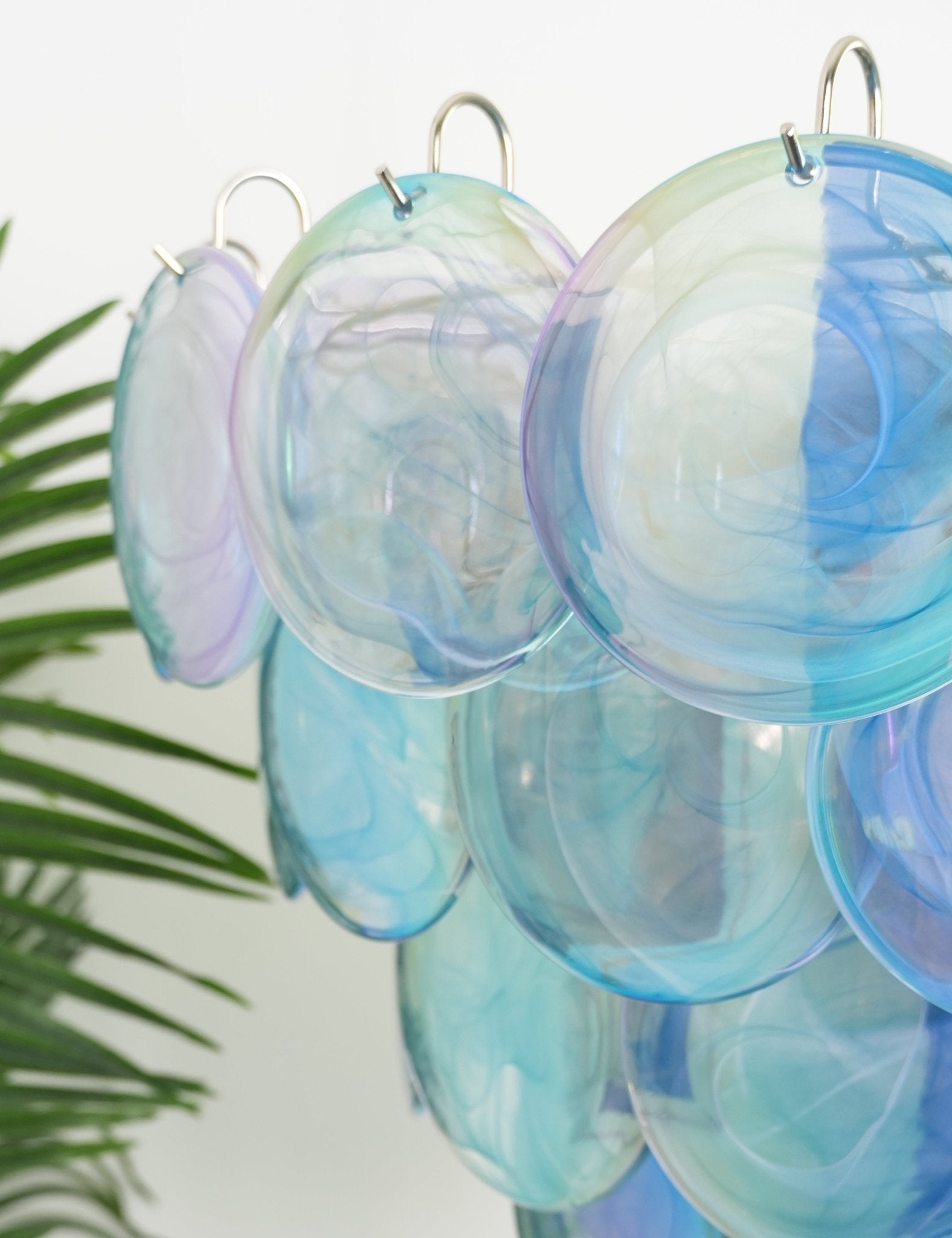 Blue Glass Disc Chandelier Glass lighting by Bling Lighting Studio