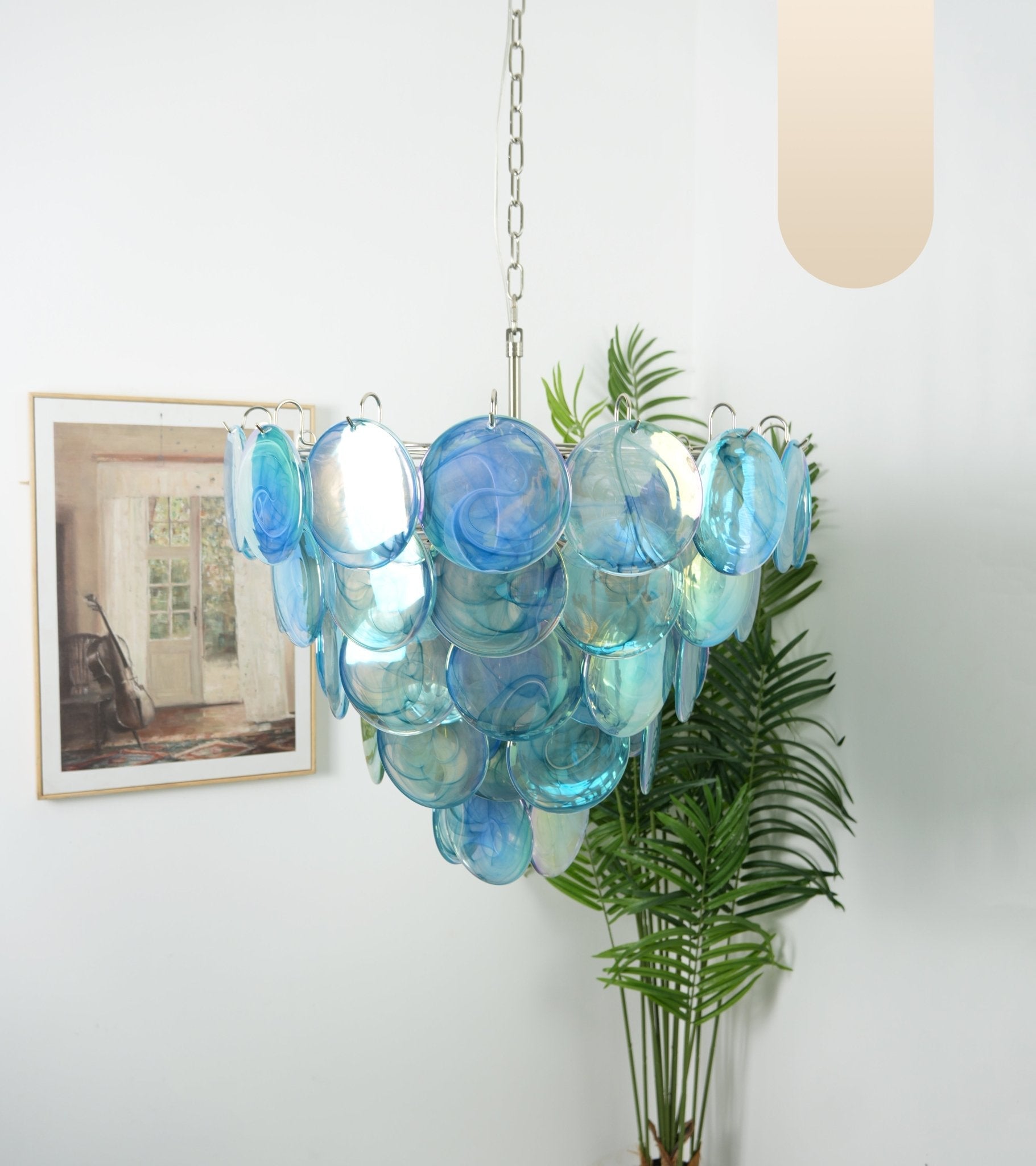 Blue Glass Disc Chandelier Glass lighting by Bling Lighting Studio