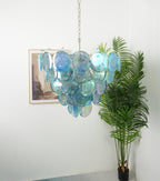 Blue Glass Disc Chandelier Glass lighting by Bling Lighting Studio