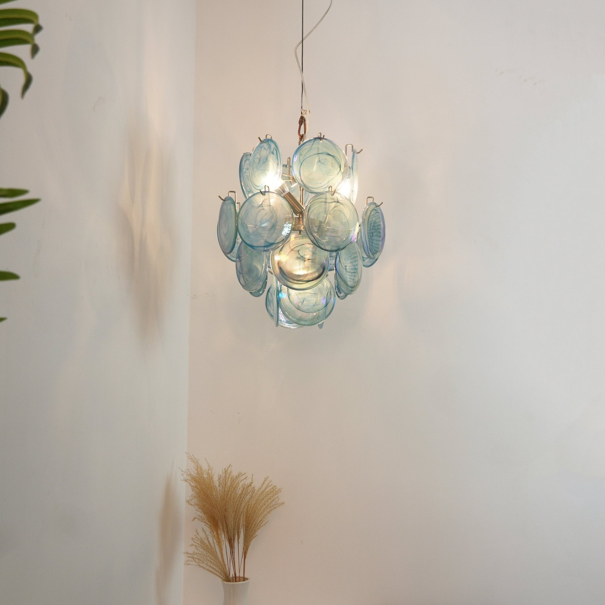 Blue Disc Glass Chandelier Glass lighting by Bling Lighting Studio