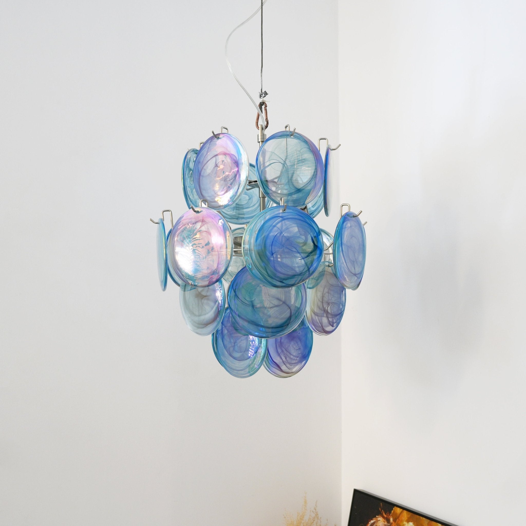 Blue Disc Glass Chandelier Glass lighting by Bling Lighting Studio