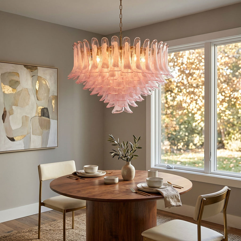 Blush Pink Glass Chandelier Glass lighting by Bling Lighting Studio