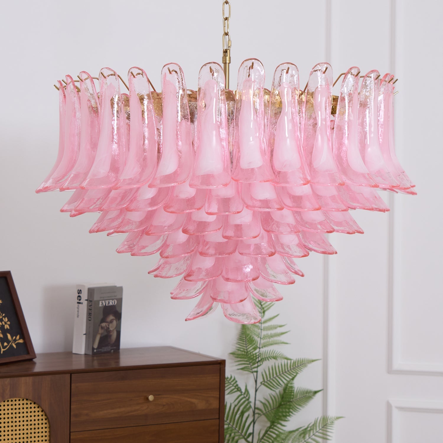 Blush Pink Glass Chandelier Glass lighting by Bling Lighting Studio
