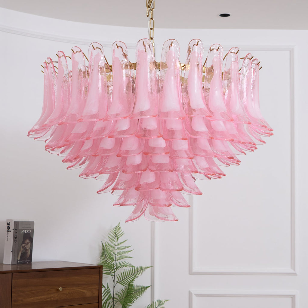 Blush Pink Glass Chandelier Glass lighting by Bling Lighting Studio