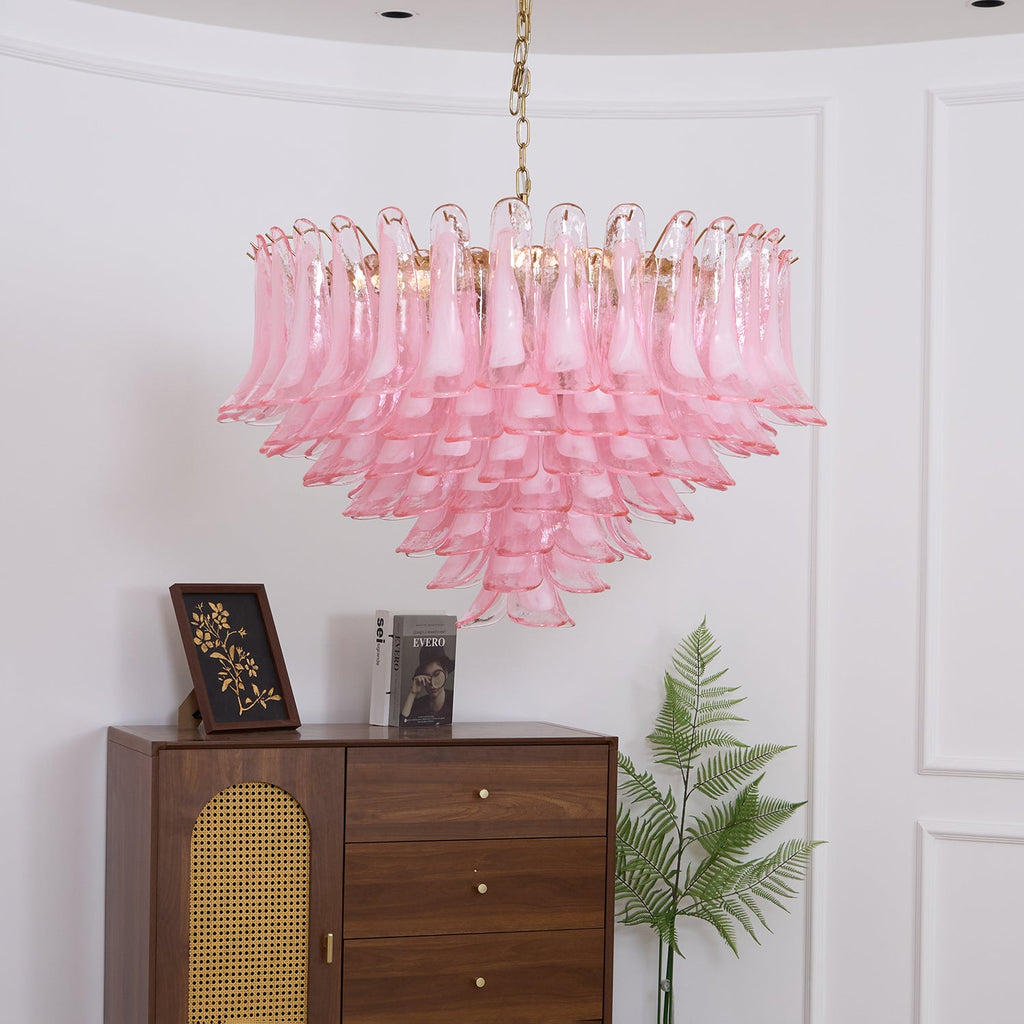 Blush Pink Glass Chandelier Glass lighting by Bling Lighting Studio