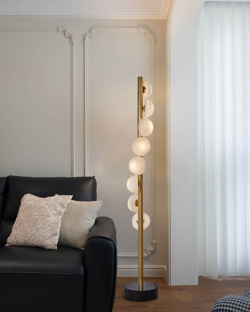 Vertical Antique Alabaster Globe Floor Lamp additional product view