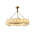 Burton Marble Round Chandelier with brass frame and marble shades by Bling Lighting Studio - view 1