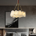 Burton Marble Round Chandelier with brass frame and marble shades by Bling Lighting Studio - view 13
