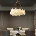 Burton Marble Round Chandelier with brass frame and marble shades by Bling Lighting Studio - view 15