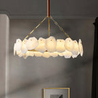 Burton Marble Round Chandelier with brass frame and marble shades by Bling Lighting Studio - view 17
