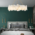 Burton Marble Round Chandelier with brass frame and marble shades by Bling Lighting Studio - view 19