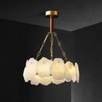 Burton Marble Round Chandelier with brass frame and marble shades by Bling Lighting Studio - view 20