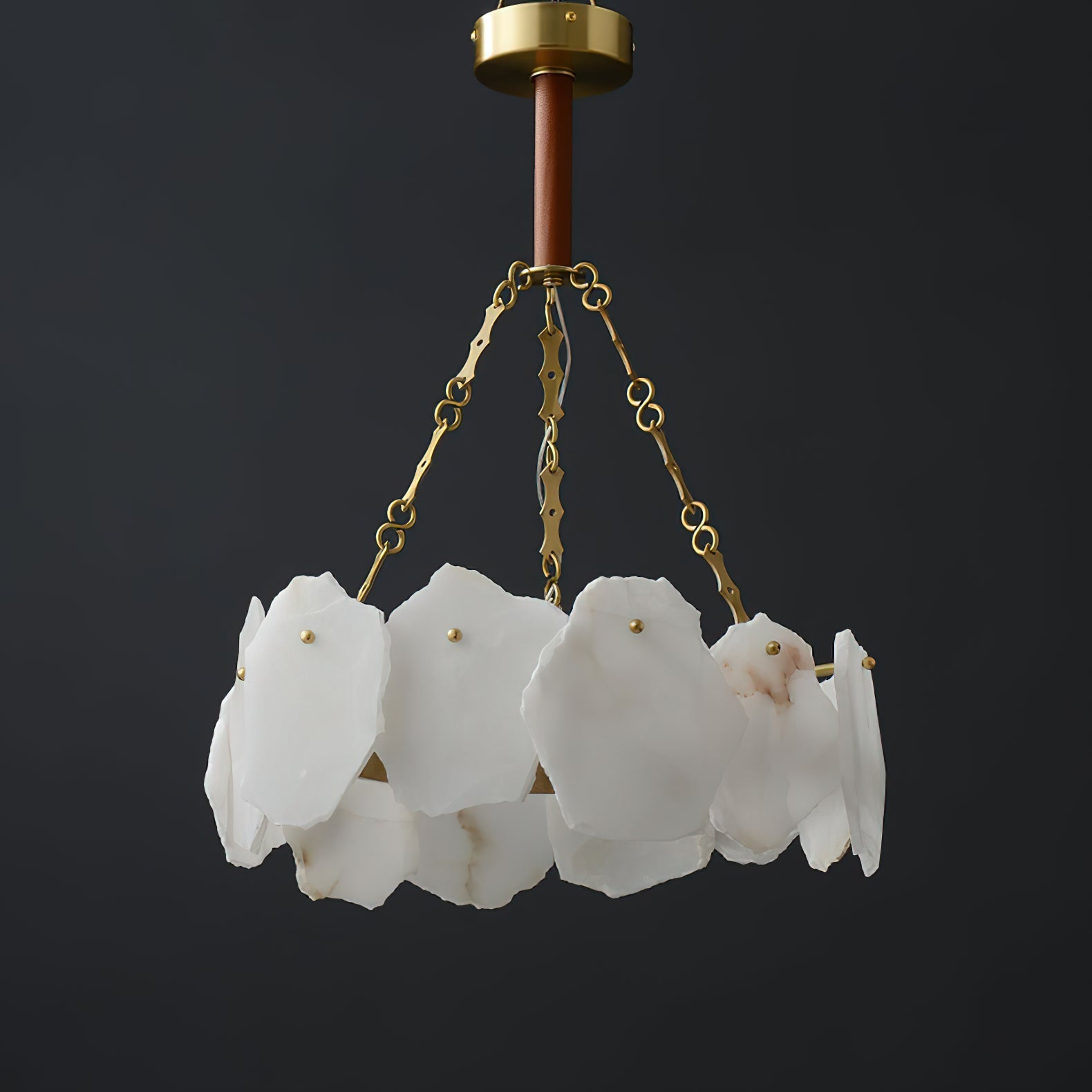 Burton Marble Round Chandelier with brass frame and marble shades by Bling Lighting Studio - view 22
