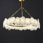 Burton Marble Round Chandelier with brass frame and marble shades by Bling Lighting Studio - view 24
