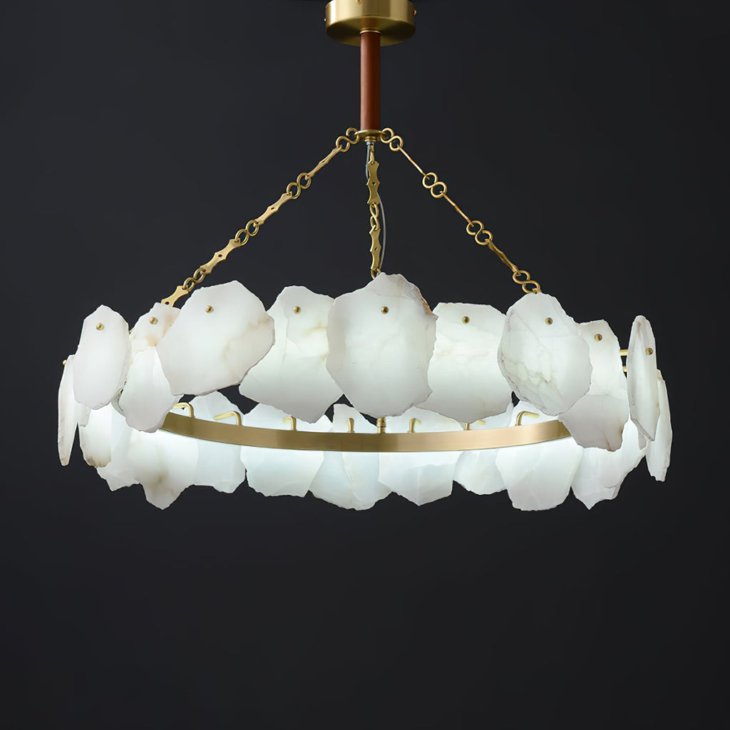 Burton Marble Round Chandelier with brass frame and marble shades by Bling Lighting Studio - view 25
