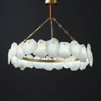 Burton Marble Round Chandelier with brass frame and marble shades by Bling Lighting Studio - view 25