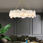 Burton Marble Round Chandelier with brass frame and marble shades by Bling Lighting Studio - view 6