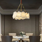 Burton Marble Round Chandelier with brass frame and marble shades by Bling Lighting Studio - view 8