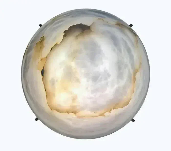 Large 'Moon 4' Alabaster Wall or Ceiling Lamp Flush Mount by Bling Lighting Studio
