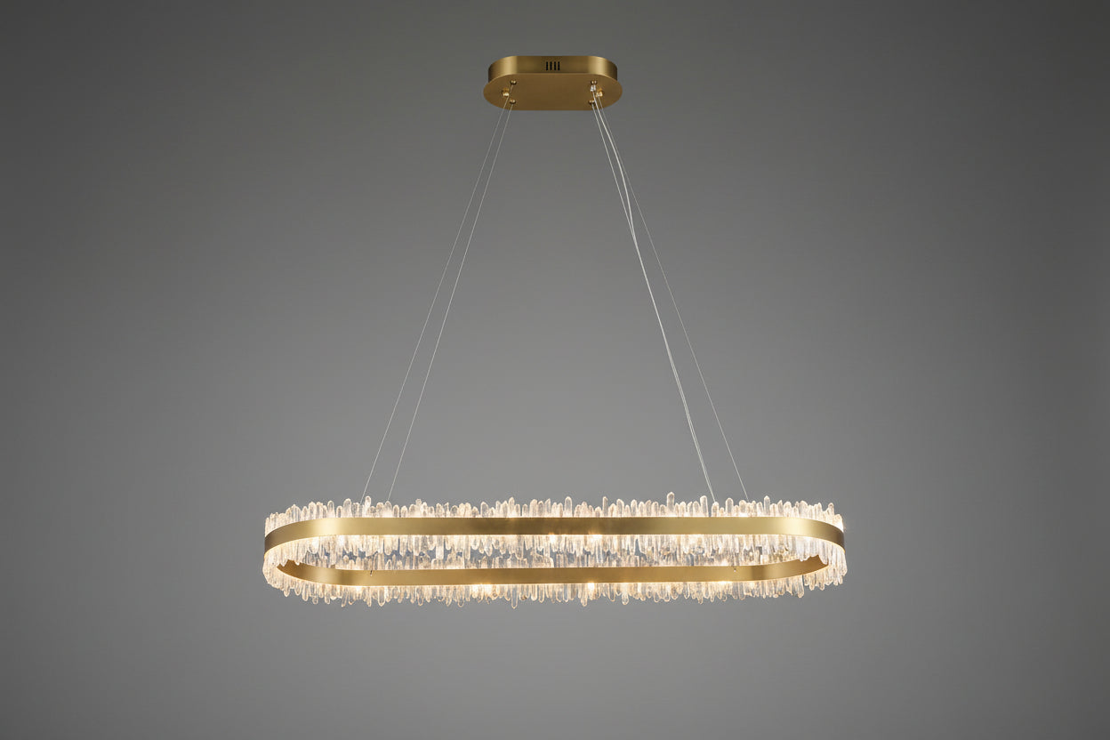 Modern 47 Inch Linear Chandelier Modern Quartz Crystal Chandelier for Dining Room by Bling Lighting Studio