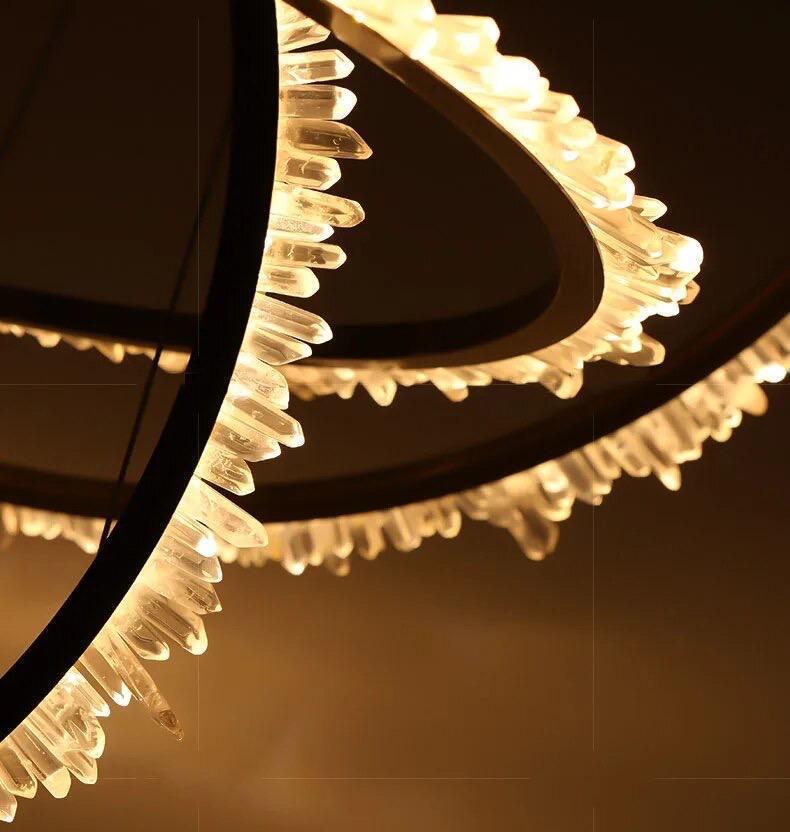 Quartz Leti multiple Round Chandlier by Bling Lighting Studio