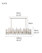 Large Alabaster Rectangular Chandelier Wide 40“ 45” with Chrome Frame for dining room