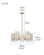 Large Alabaster Rectangular Chandelier Wide 40“ 45” with Chrome Frame for dining room