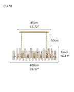 Large Alabaster Rectangular Chandelier Wide 40“ 45” with Chrome Frame for dining room