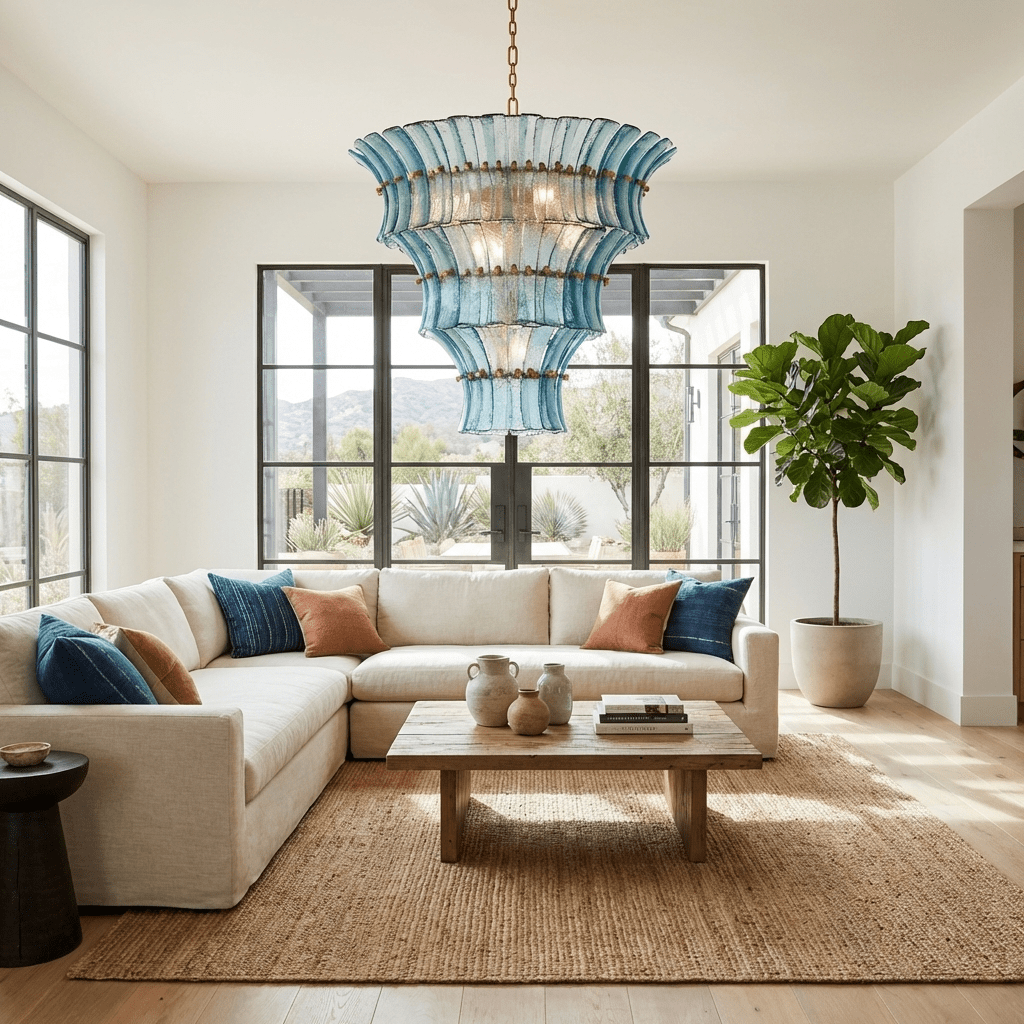 Calyra Tiered Glass Chandelier Murano lighting by Bling Lighting Studio