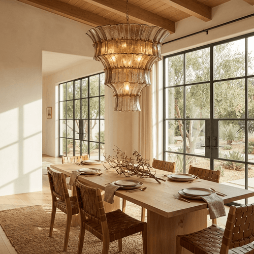 Calyra Tiered Glass Chandelier Murano lighting by Bling Lighting Studio