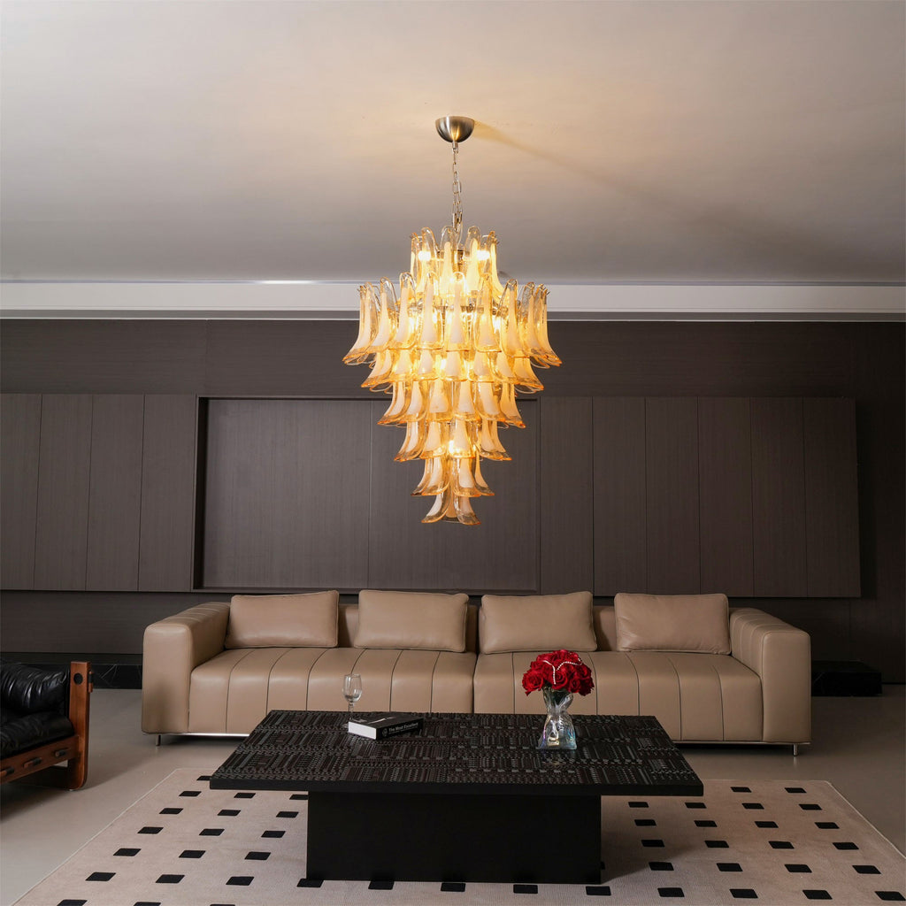 Amber Cloud Glass Petals Chandelier Glass lighting by Bling Lighting Studio